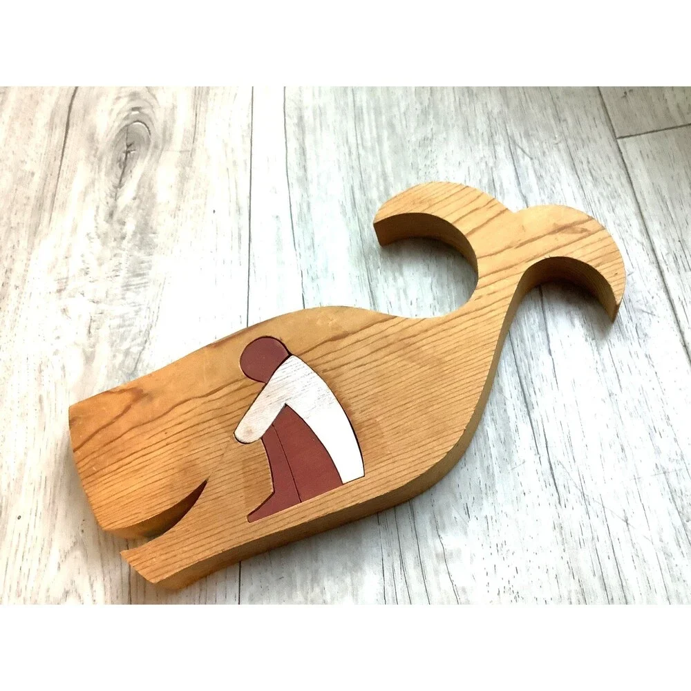 Vintage Wood Puzzle Jonah and the Whale Wooden 1978 Made In Hawaii Bob Kelly